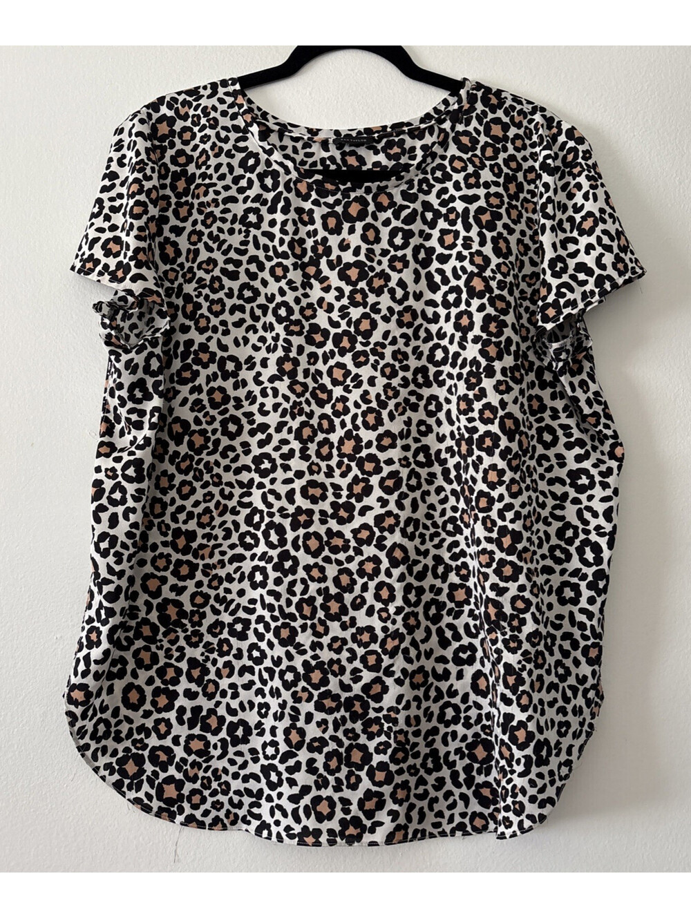 Ann Taylor Top XL Cheetah Print Blouse Colorful Cottagecore